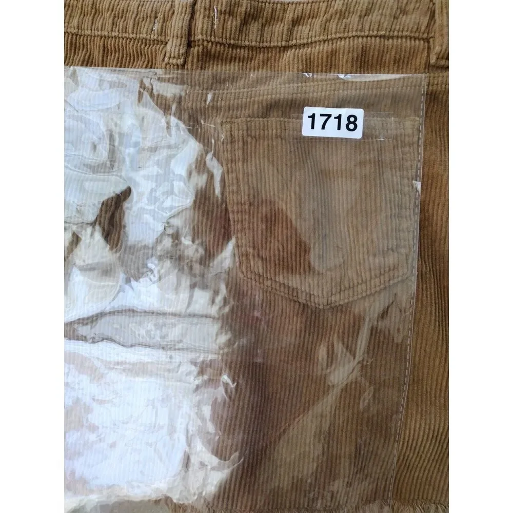 INDIGO REIN Mini Skirt Women Junior 11/29 Golden Tan Corduroy Button Fly Cut Off